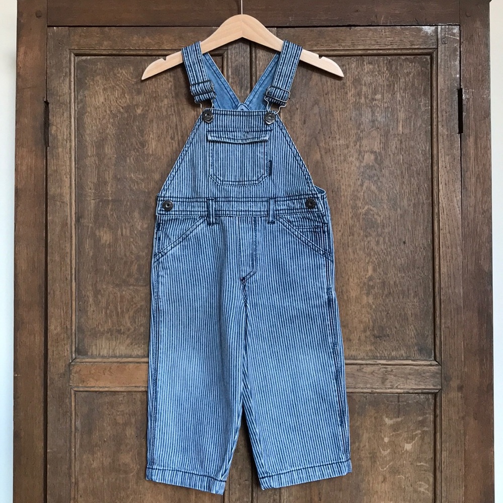 Denim Striped Overalls with pockets